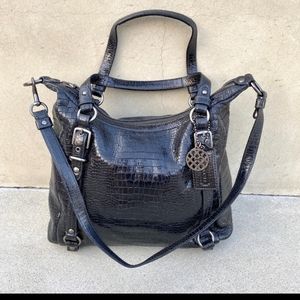 Coach Alexandra Black Hobo bag Croc satchel purse